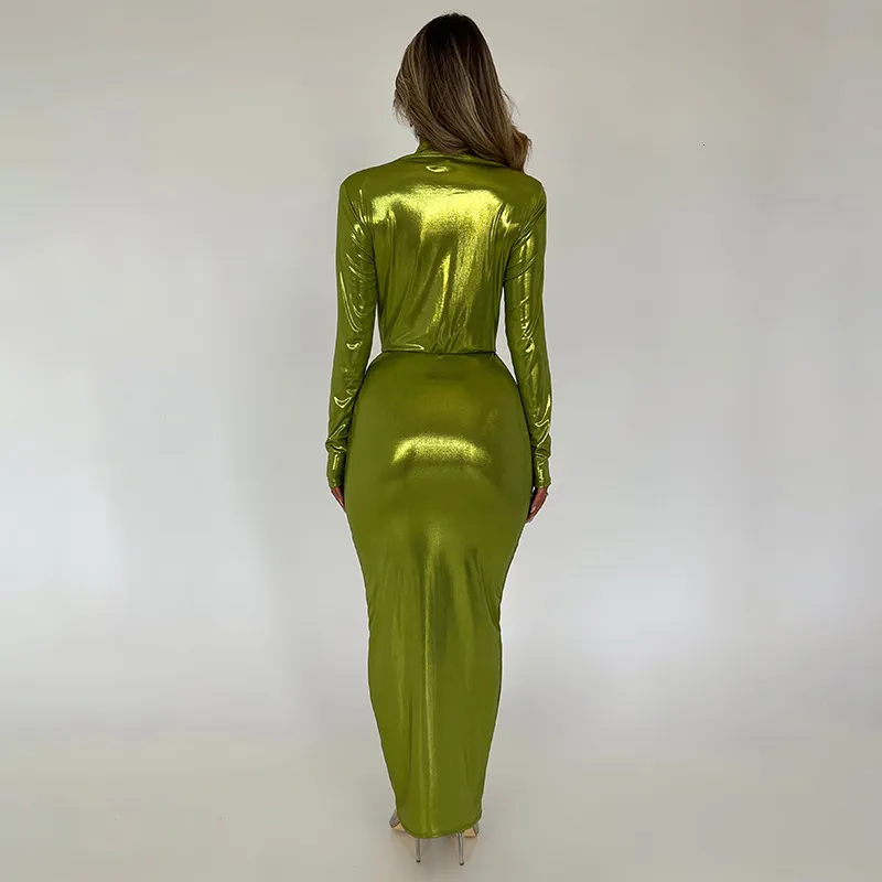 chinese dress ladies GURANDA - Faux Leather Maxi Dress main image 1