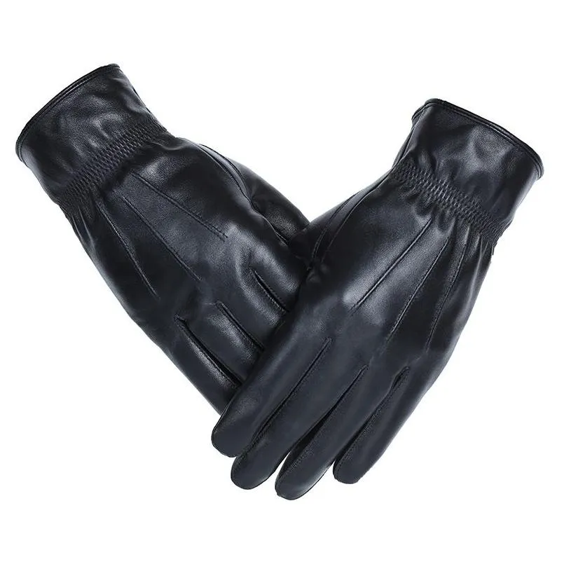 Cinq doigts gants hommes cachemire chaud mitaine personnalisé doux moto coupe-vent mitaines hiver épais cuir gant goutte livrer Dhvo6