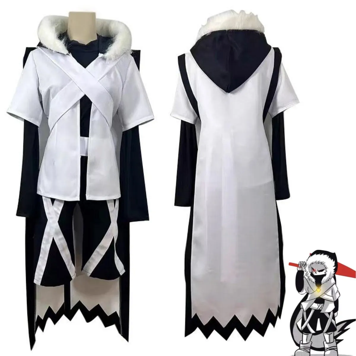 Anime Game Undertale Xtale Cross Sans Cosplay Costume White Cloak Cape Combats Uniform Man Woman Halloween Party Dräkt