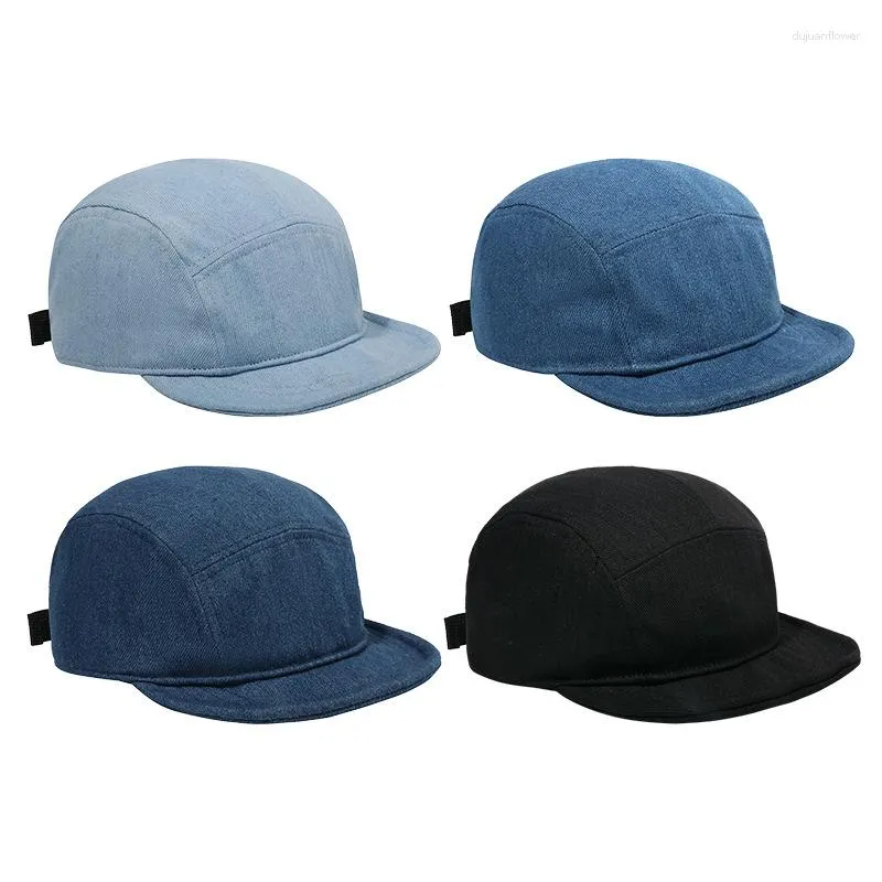 Boll Caps Baseball Cap Short Rim Washed Denim 5 Page Soft Top Outdoor Men's and Women's Retro Solid Color Hat