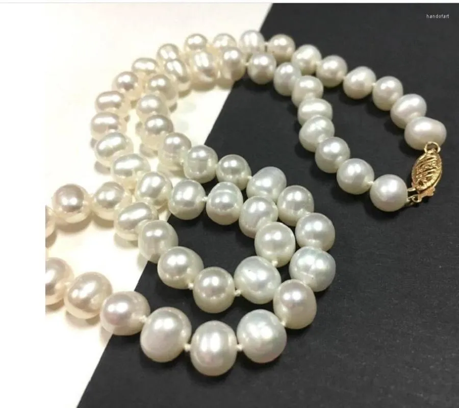 Цепочки длиной 9-10 мм, белое жемчужное ожерелье Akoya с круглым жемчугом, 14 карат, пряжка, 24 дюйма