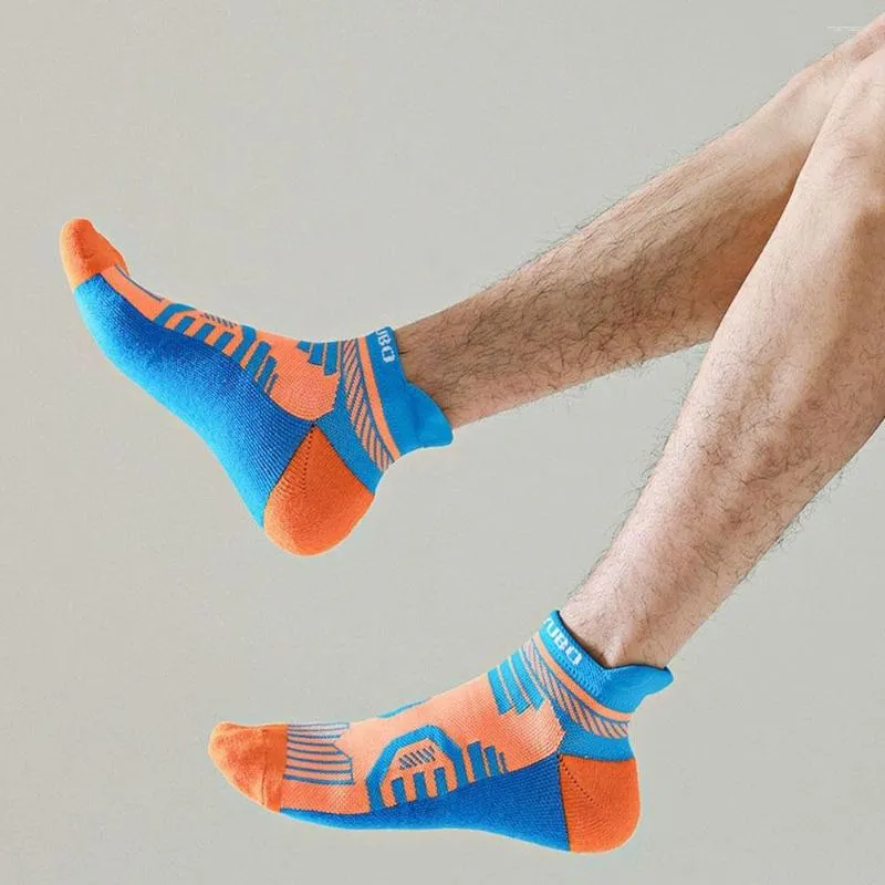 Meias masculinas cor brilhante tornozelo anti deslizamento algodão desodorante toalha inferior masculino umidade wicking atlético ao ar livre
