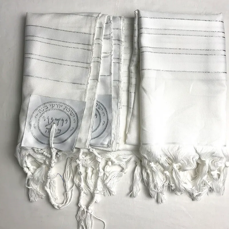 Halsdukar Judaica Israel Je Talit White Polyester Large Size Prayer Shawl Tallit med väska 140x190cm 230921