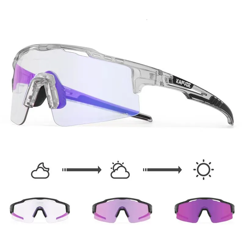 Lunettes extérieures Kapvoe violet P lunettes de cyclisme ochromiques Sport hommes lunettes de soleil vélo vélo femme UV400 lunettes 230921