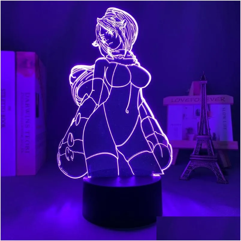 Luci notturne Lampada 3D Candeggina Yoruichi Shihouin per l'arredamento della camera da letto Luce notturna Fresco regalo di compleanno Acrilico Luce a led Consegna a goccia Lighti Otxvc