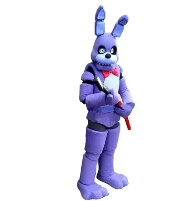 Promocional cinco noites no Freddy FNAF brinquedo assustador roxo coelho mascote traje feito à mão ternos vestido de festa roupas roupas anúncio promoção carnaval