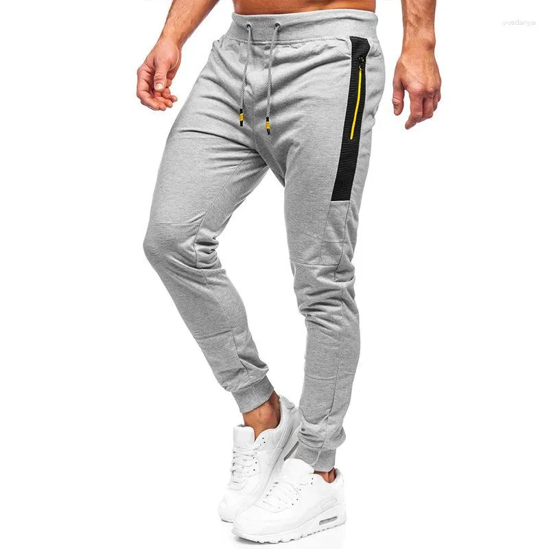 Herrbyxor Heather Grey Sticked Jogger Fitness Workout Running och basket Sweatpants Högkvalitativa män Sportbyxor Sportkläder