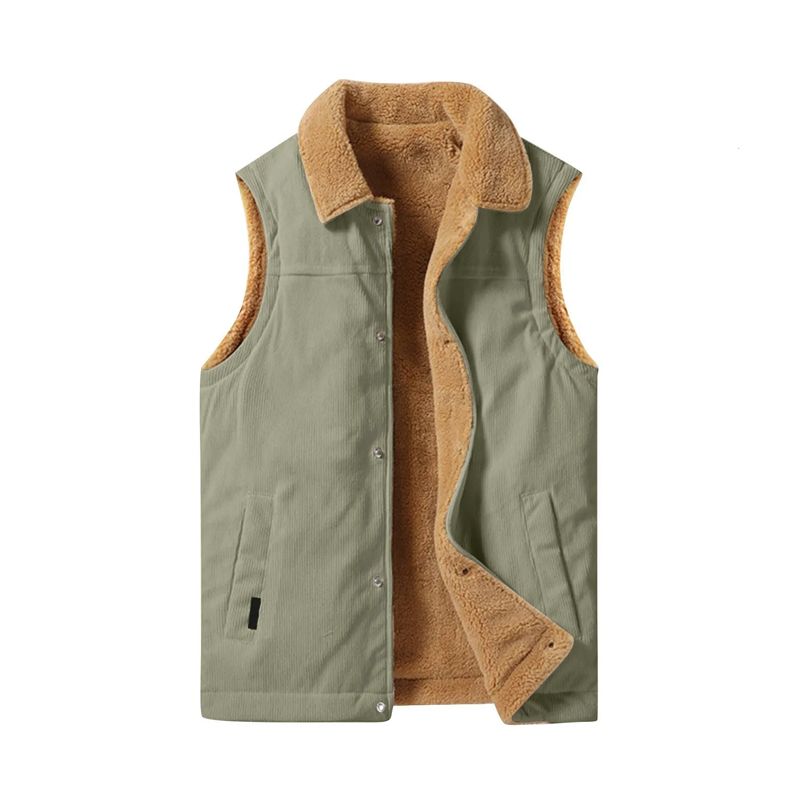 Gilet da uomo Autunno Inverno Gilet spesso Peluche Caldo Velluto a coste Oversize Monopetto Risvolto Top 2023 Cappotto casual maschile 230921