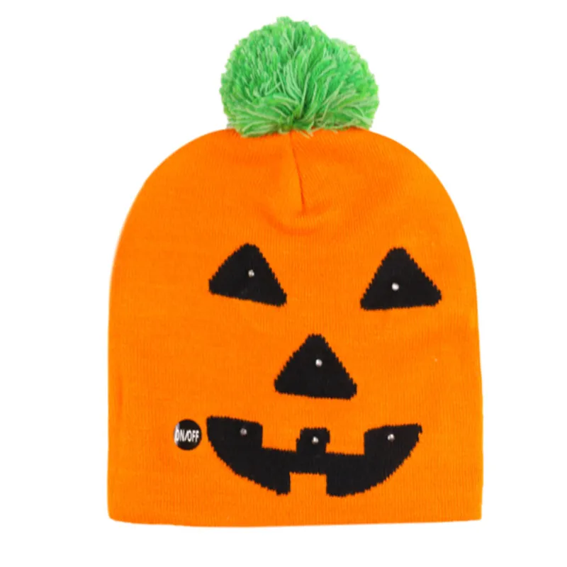 Modedesigner hattar led halloween pumpa hatt med boll beanie stickade hattar parti vuxna barn cap dekoration gåva vinter hatt män och kvinnor Q166