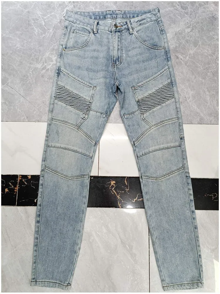 Jeans da uomo Motocicletta Equitazione Biker Pantaloni protettivi alla moda Pantaloni da uomo estivi slim da locomotiva per il tempo libero di alta qualità