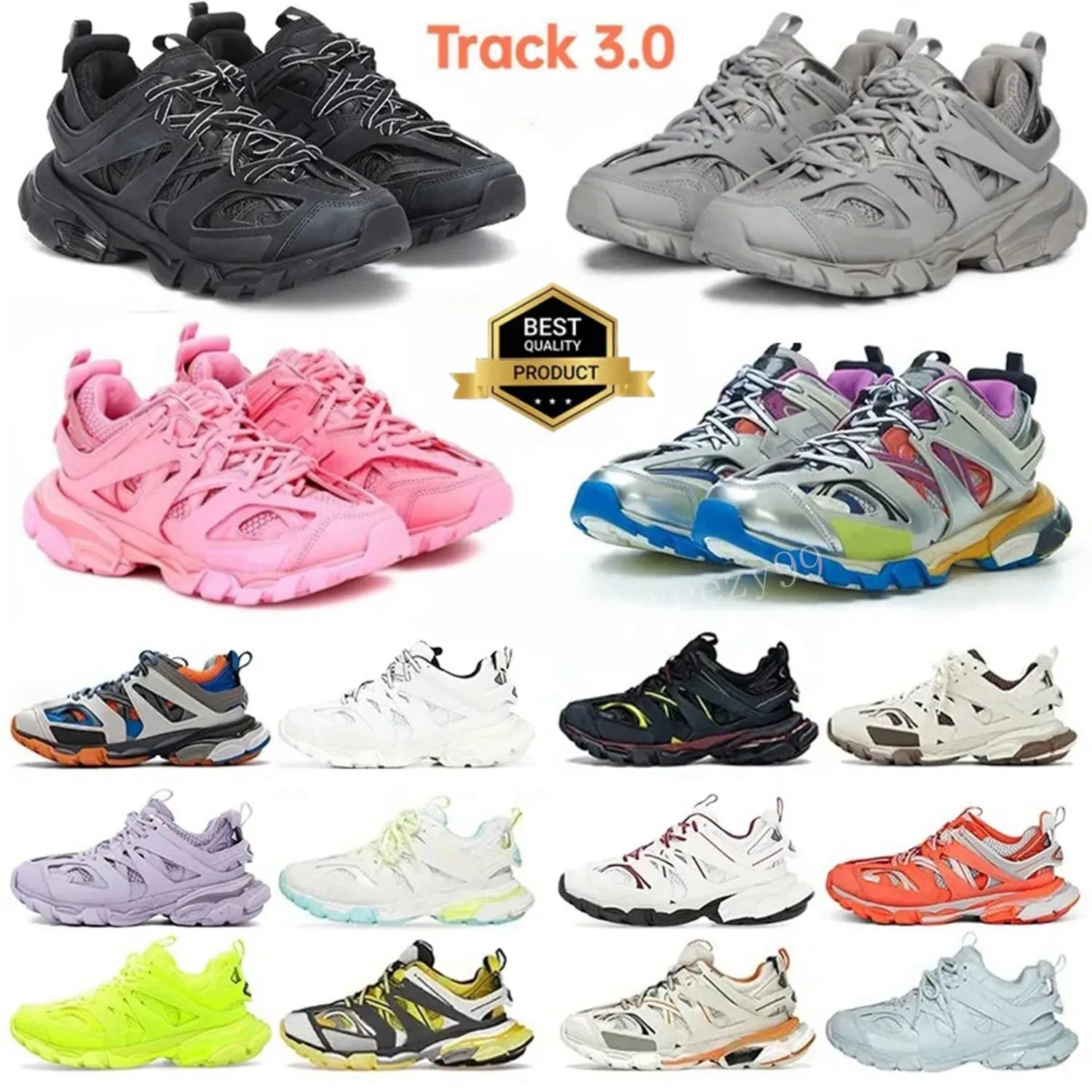 2023 Designer New Track3.0 Sneakers18ss Tess Gomma Mulheres Homens Triplo Branco Preto Rosa Cinza Bege Couro Trainer Nylon Impresso Plataforma Treinadores Paris Sapatos