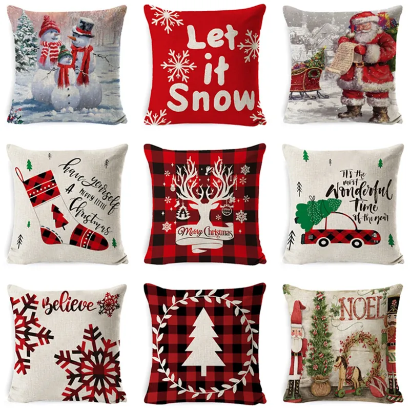 Housse de coussin de noël en lin, 45x45cm, vente en gros, coussin exclusif Amazon, décoration de maison, ameublement, fournitures de canapé