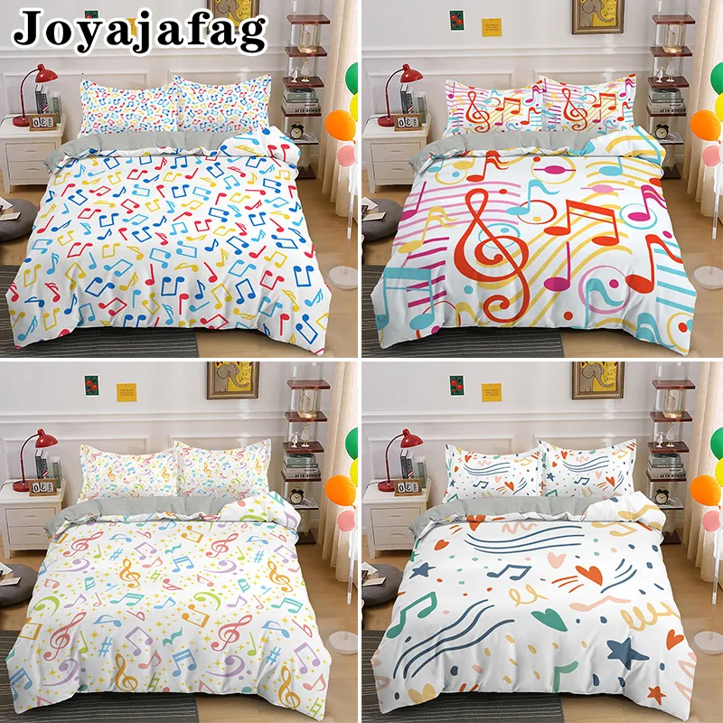 Bedding sets Adult Kids Single Double Comforter Covers Music Note Print Queen King Quilt Cover With Pillowcase 3d Set 230921