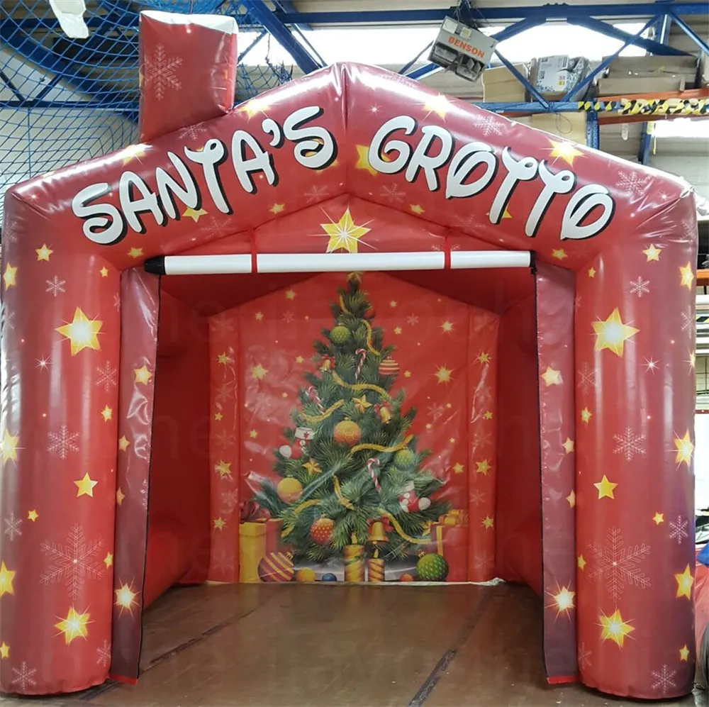 Jeux en plein air Prince personnalisée gonflable Santas Grotto 3.5x3x3m Christmas Santa Cottage Tent Shelter Shelter Cabinet Cabin Ballon pour la décoration du festival de Noël