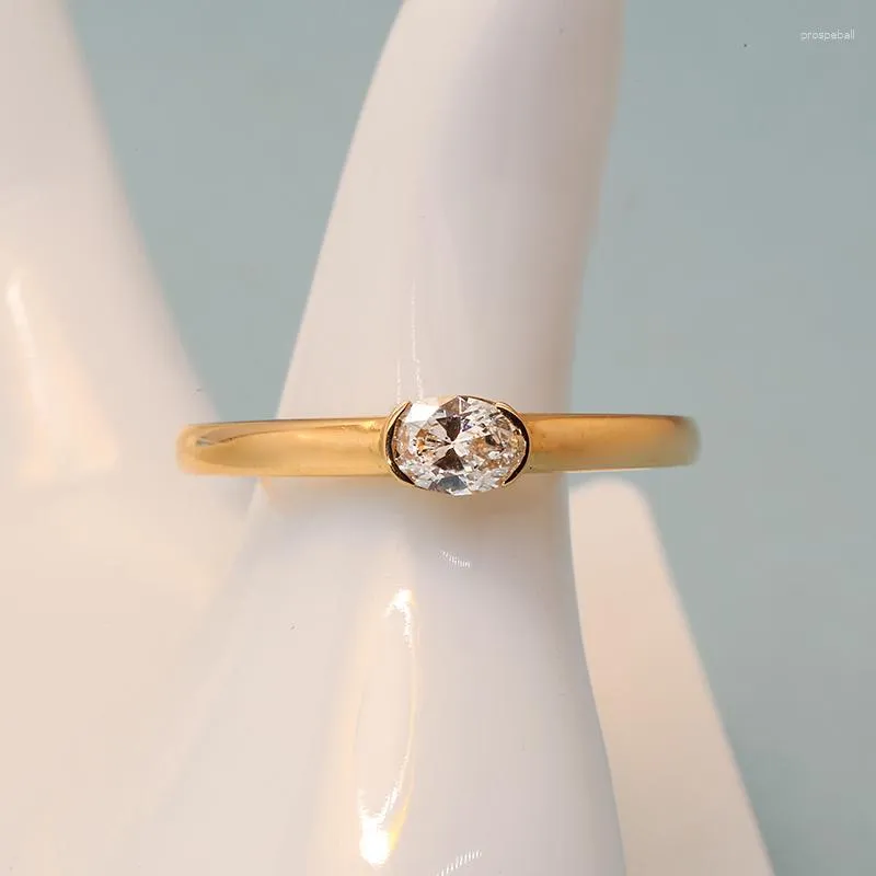 Cluster Ringen 14 k Yelow Goud 0.32CT D-E-F Kleur VS Oval Cut CVD Lab Grown Diamond Sieraden Verlovingsring voor vrouw