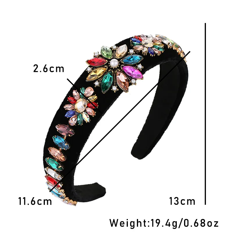 Luxury Multicolor Rhinestones Velvet Headband with Multicolor Rhinestones Amazon.com : WILLBOND Velvet Padded Crystal Rhinestone  main image 4