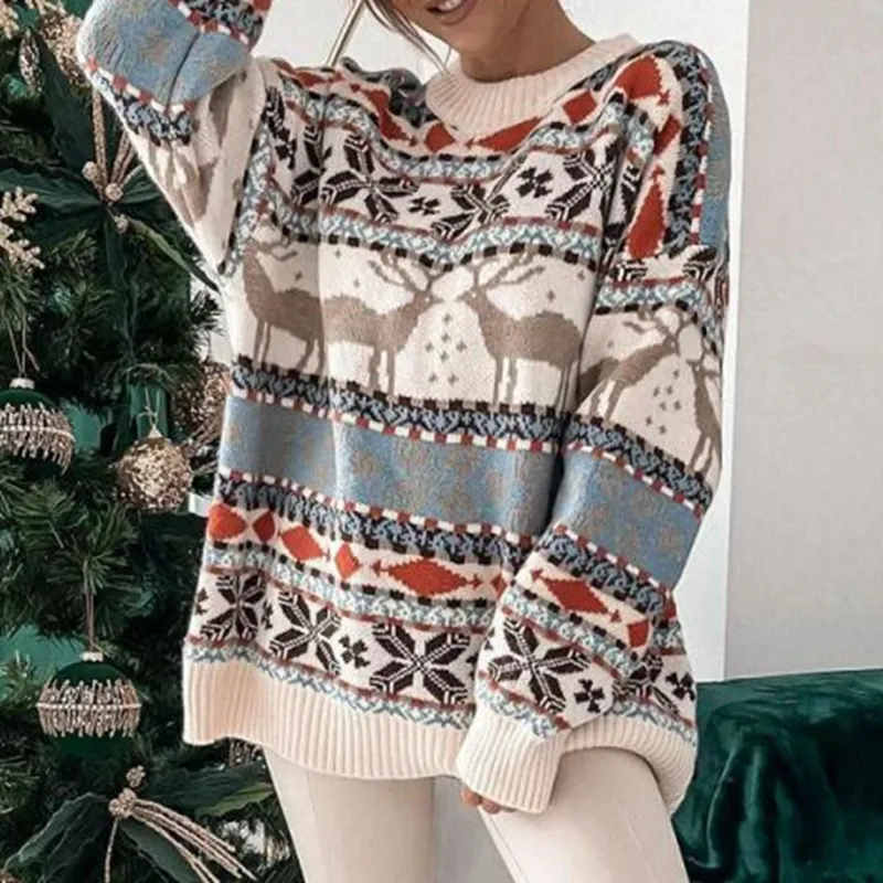 Maglioni da donna 2023 Nuove donne invernali Maglioni natalizi Y2K Abiti oversize a maniche lunghe O Collo Maglieria Caldo addensare maglione Pullover 230922