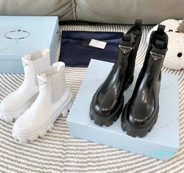 2023 bottes épissé bas talons épais bottes courtes femme sans lacet chaussures à plateforme