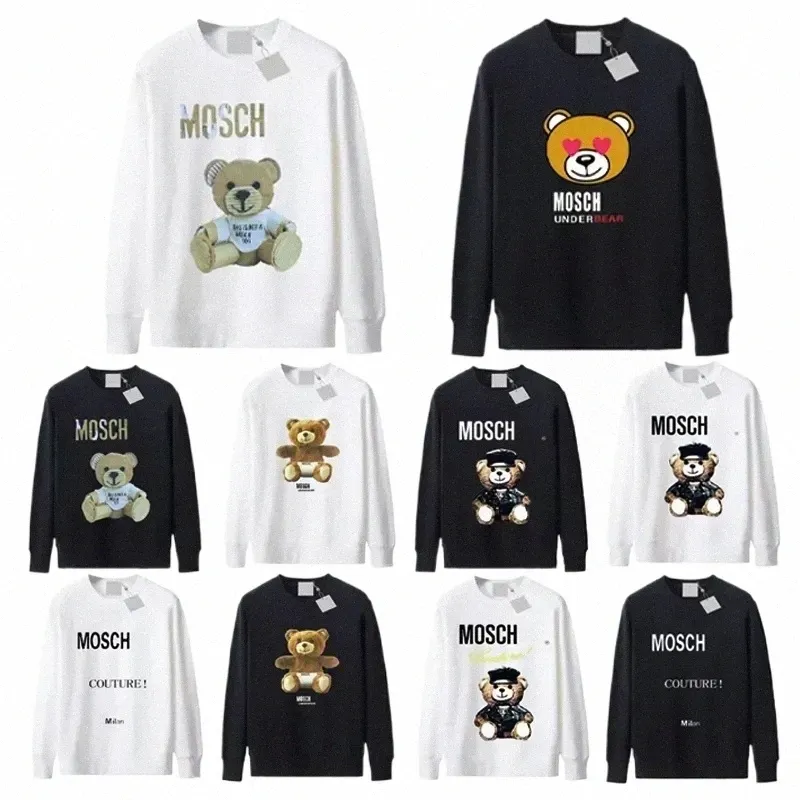 Moschino Graphic Print Hoodies Perfeito Oversized Outono Mulheres Designers Hoodys Suéter Esportes Pescoço Redondo Manga Longa Casual Moletons Soltos 78rY #