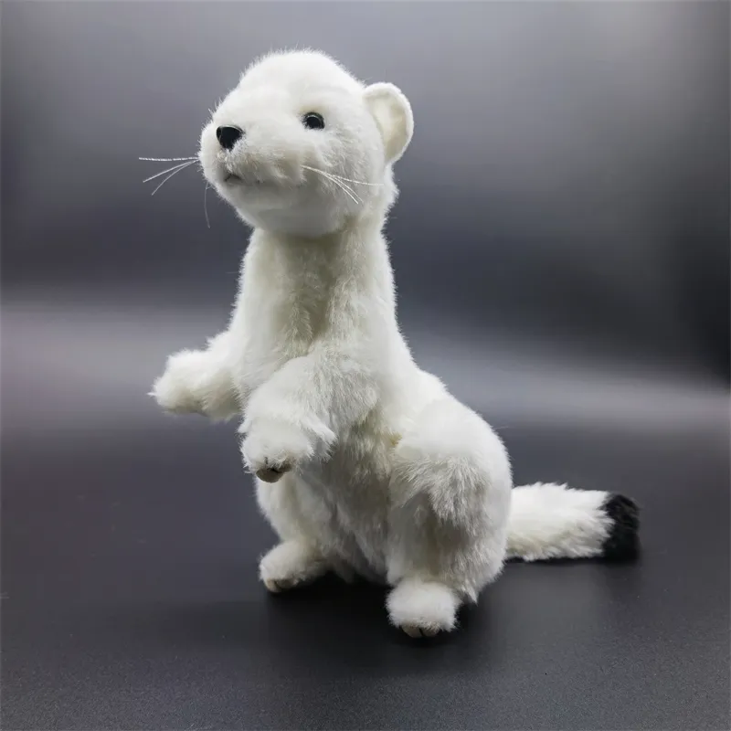 Bambole di peluche 25 cm Furetto carino visone ermellino giocattoli di peluche animali realistici simulazione bambola di pezza regali giocattolo per bambini 230921