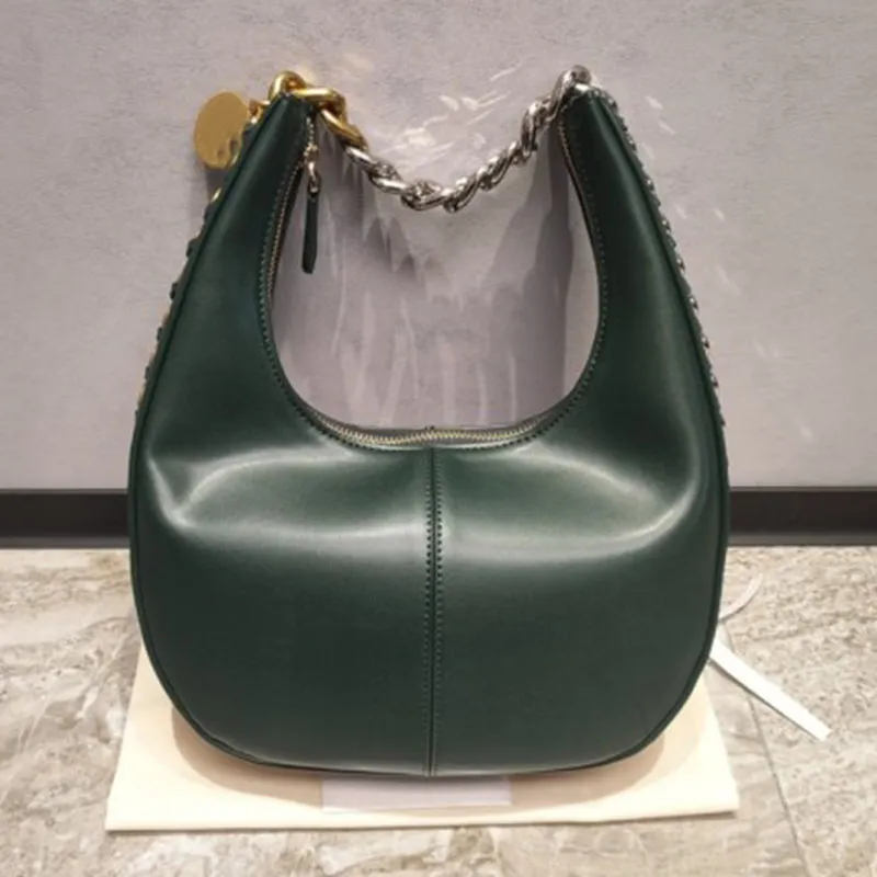 Frayme klaff axelväska stella mccartney väska medel vegan crossbody liten dragkedja läder handväskor kvinnor svart hink purres lyxdesigner färg kedja plånbok