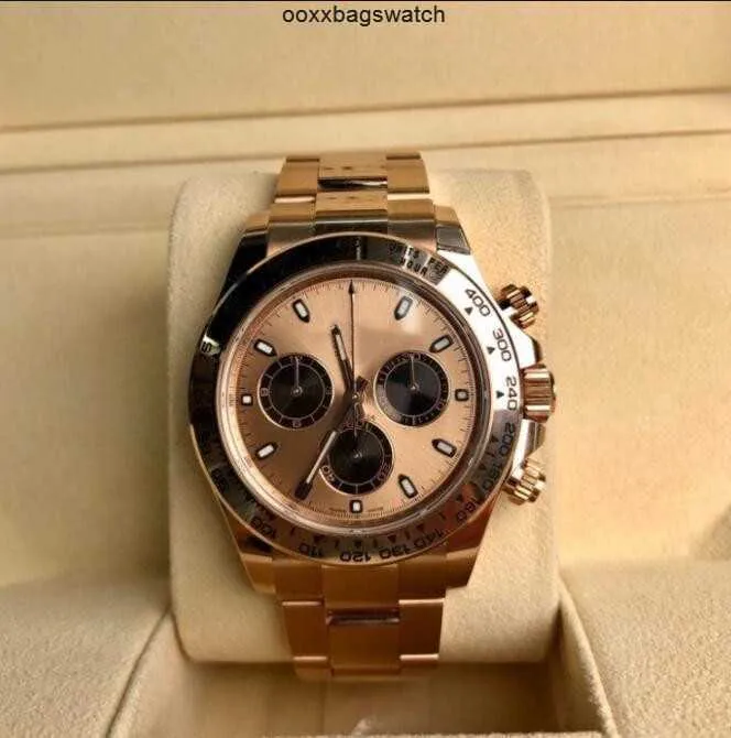 Luxury Rolaxs handledsklockor JH Maker Mens Watch 40mm Cosmograph 1165050010 Rose Gold Dial 18K Watches Chronograph Stopwatch Cal4130 MOTION MECHANICAL Autom HBG1