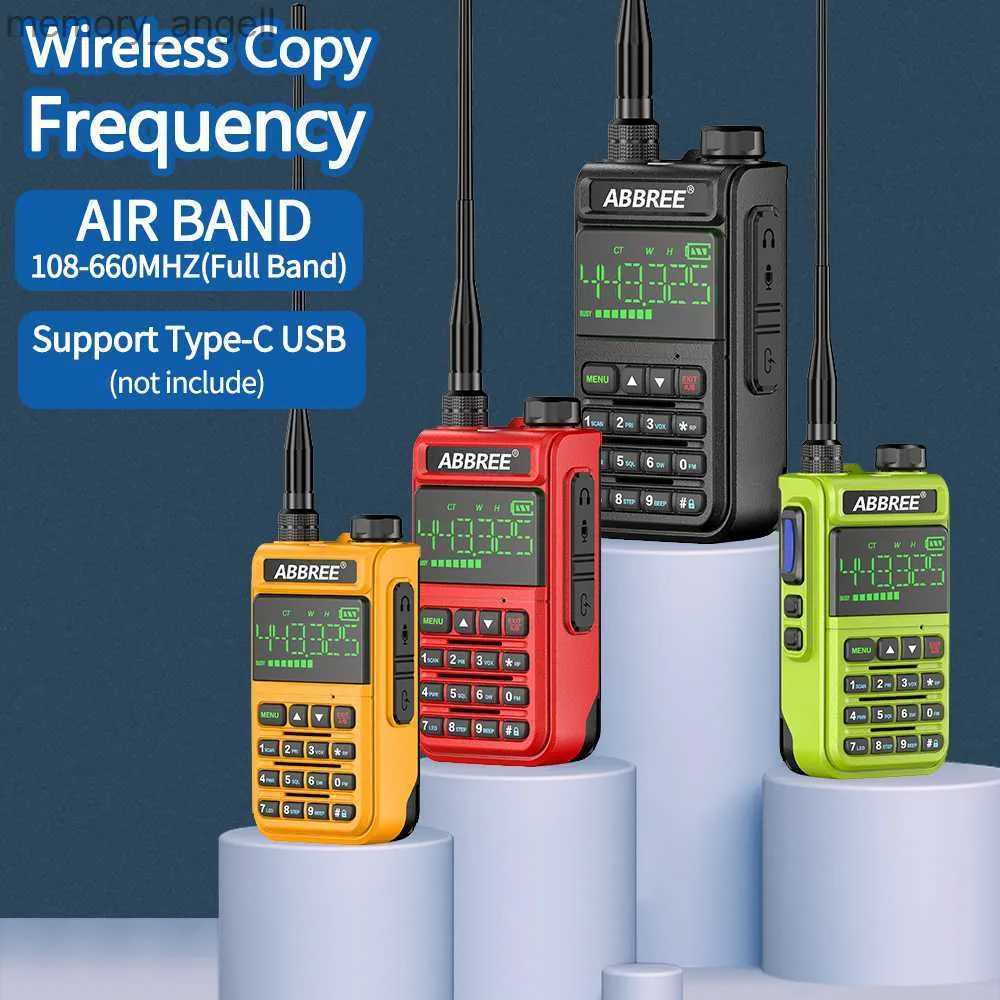 Walkie Talkie Abbree AR-518 Air Band Full Band Wireless Copy Frequency Police Scanner Aviation Amatör Ham Tway Radio Walkie Talkie HKD230922