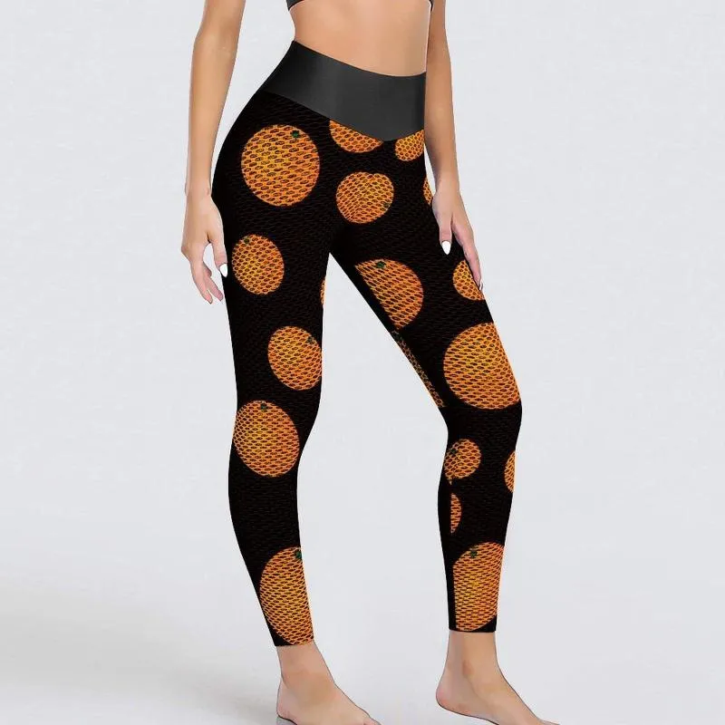 Dameslegging Geel Sinaasappelen Yogabroek Sexy Fruit Print Ontwerp Hoge Taille Workout Leggins Dames Zoete Naadloze Sportlegging