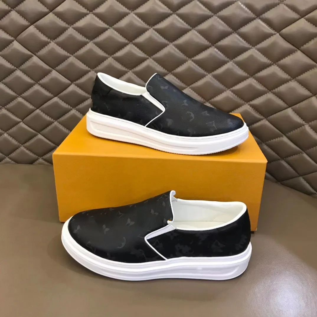 Casual Shoes Beverly Hills Sneakers slip on Designer Men Shoe White Grained Calfskin Flat Classic Fashion Breathable Trainer Sneaker Size 38-45 09