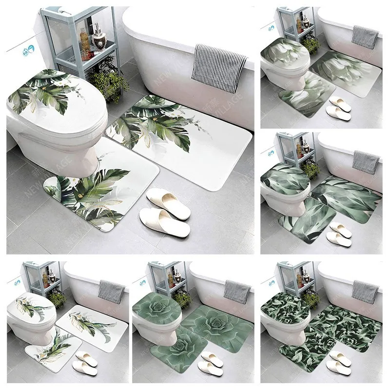 Banyo Paspasları Anti-Slip Banyo Mat Bitki Banyo Halı Mat Dekoratif Emici Ayak Pasası Giriş Küvet Tuvalet Halı Boho İskandinav Yaprak 230922