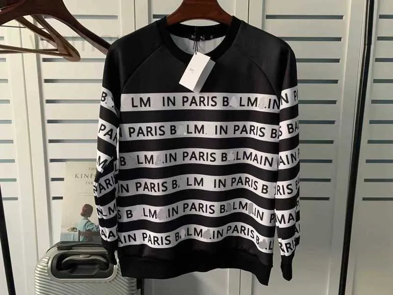 Women's Hoodies & Sweatshirts Designer Pullover sweater Letter Black and White Stripe Loose Pullover HEEJ