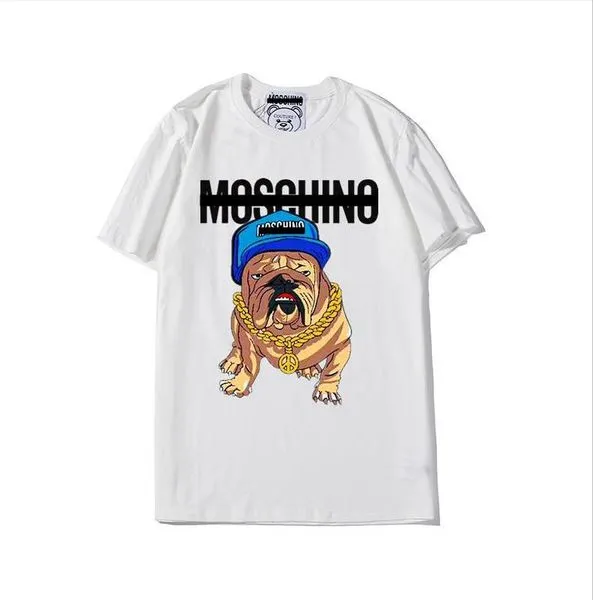 Moschinos t-shirt designer högklassig kvinnors bomullst-shirt älskar moschino kvinnors stil crewneck kort björn ärm t-shirt mode tryck lös kort 2588