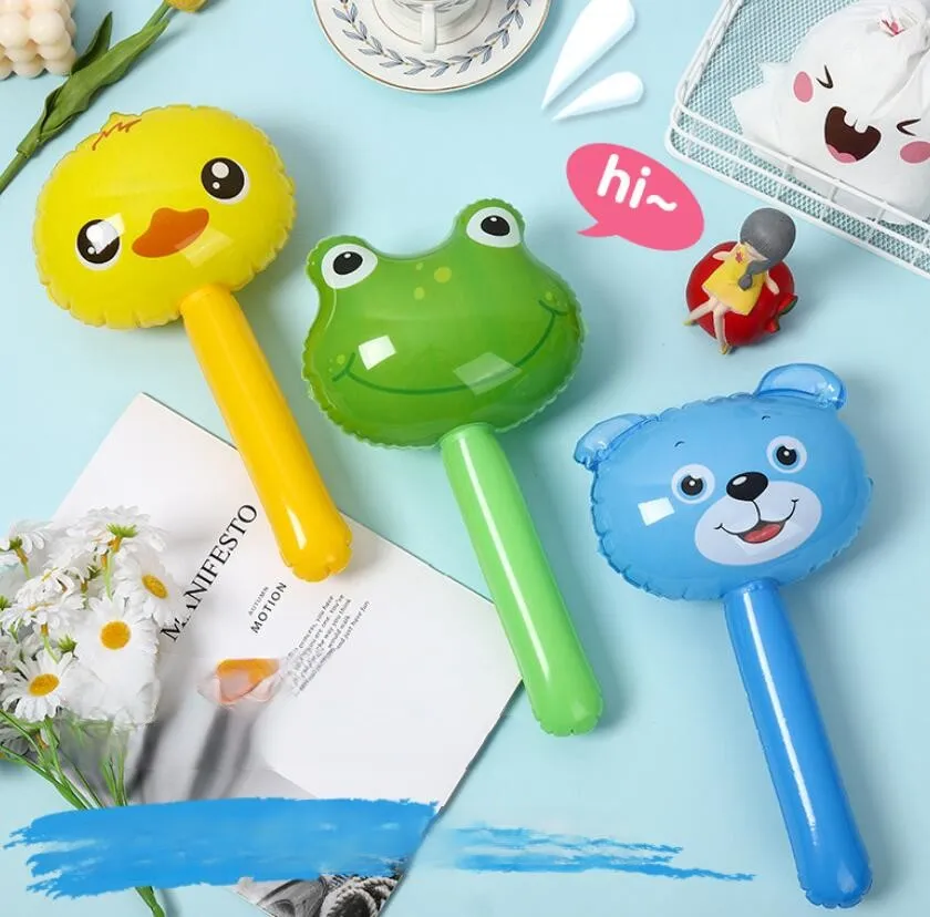 Animal bonito dos desenhos animados pequeno sino inflável martelo inflável animal curto martelo sem ferir vara bebê crianças brinquedos crianças presente pvc 30cm