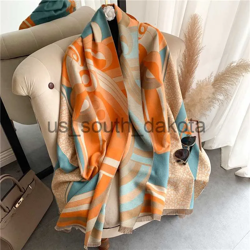 Scarves Scarves Animal Print Winter Cashmere Scarf Women Thick Warm Shawls And Wraps Brand Designer Horse Printed Pashmina Blanket Cape 221129 x0922