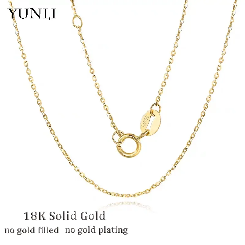 Anhänger Halsketten YUNLI Echte 18K Gold Kette Halskette Klassische Einfache O Kette Design Reines Gold AU750 für Frauen Edlen Schmuck geschenk 230921