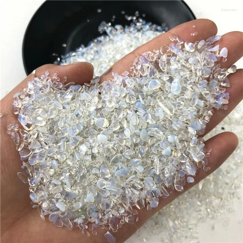 Dekorativa figurer 50g mini vit opal stensten grus kristall polerad lycklig kraftfull hemdekoration kvartskristaller