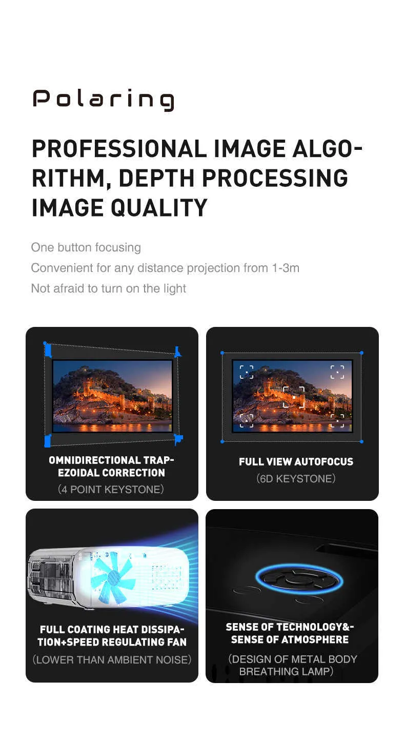 4K Projector: 1080P Native Resolution, Android OS, Dual 6G WiFi, 13000 ...
