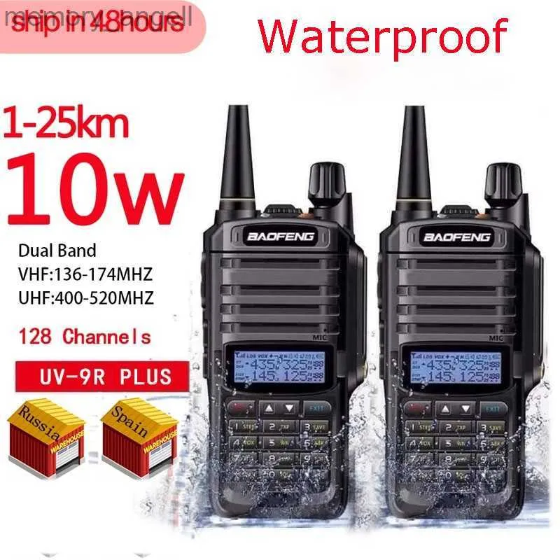 Walkie talkie 1/2 st 10w vattentät walkie talkie baofeng uv 9r plus skinkradio cb radio comunicador med fm radio och hkd230922