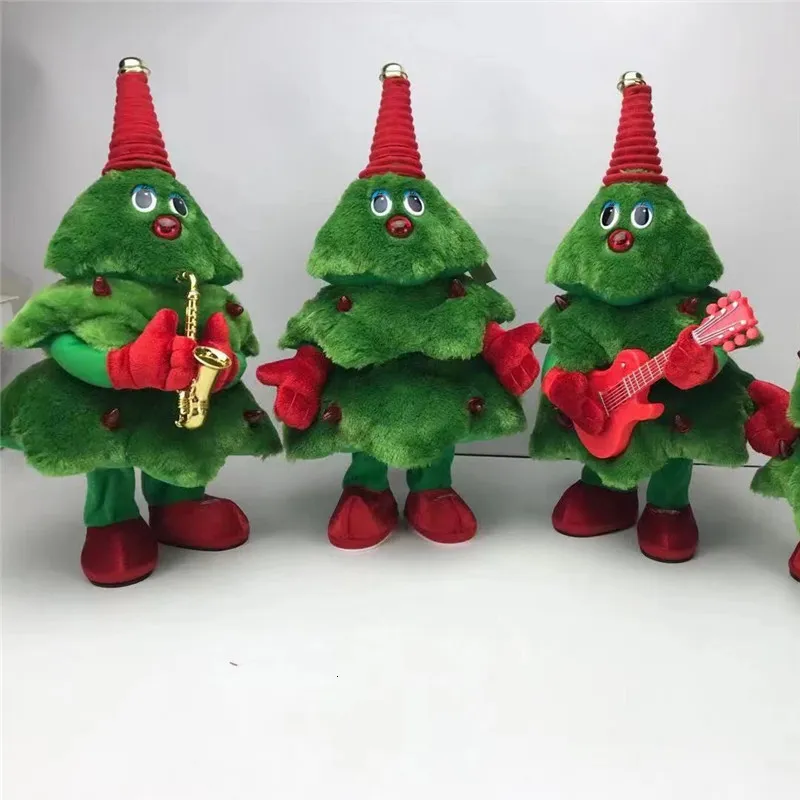 Poupées en peluche Arbre de Noël Danse Musique Jouet Électrique En Peluche Drôle Chant Musique Arbre De Noël Poupée Jouet pour Fille et Garçon Cadeaux Décor 230922