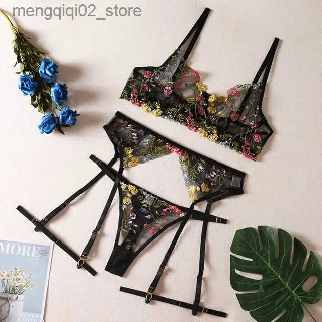 Bras Sets Sexy Bra And Panties Set Lingerie Embroidery Lace Womens  Underwear Set Transparent Erotic Bra Brief Sets Intimates Comes Q230922  From 5,91 €