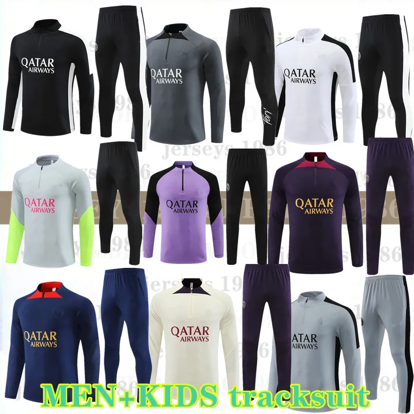 23 24 PSGE SUCHORES DE CONTINACIÓN DE FUNDO MEN MEN TUTA MAILLOT Jerseys Chaqueta Kit 2023 2024 Paris Mbappe Mens and Kids Soccer Soutk Sourging Survetement