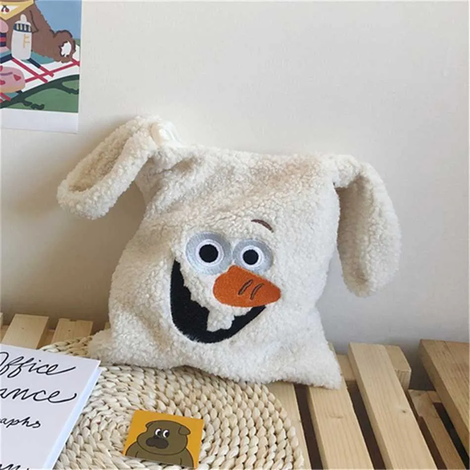 Plush Handbag for Girls Cute Winter Small Tote Buckle Open Milk Cow Grain Ladies Cartoon Bag Purse 220923