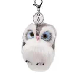 Keychains Lanyards Imitation Rabbit Fur Owl Keychain Cute Fashion Kids Plush Dolls Pom Soft Fluffy Charm Baby Girls Women Gift Drop Dhuqt