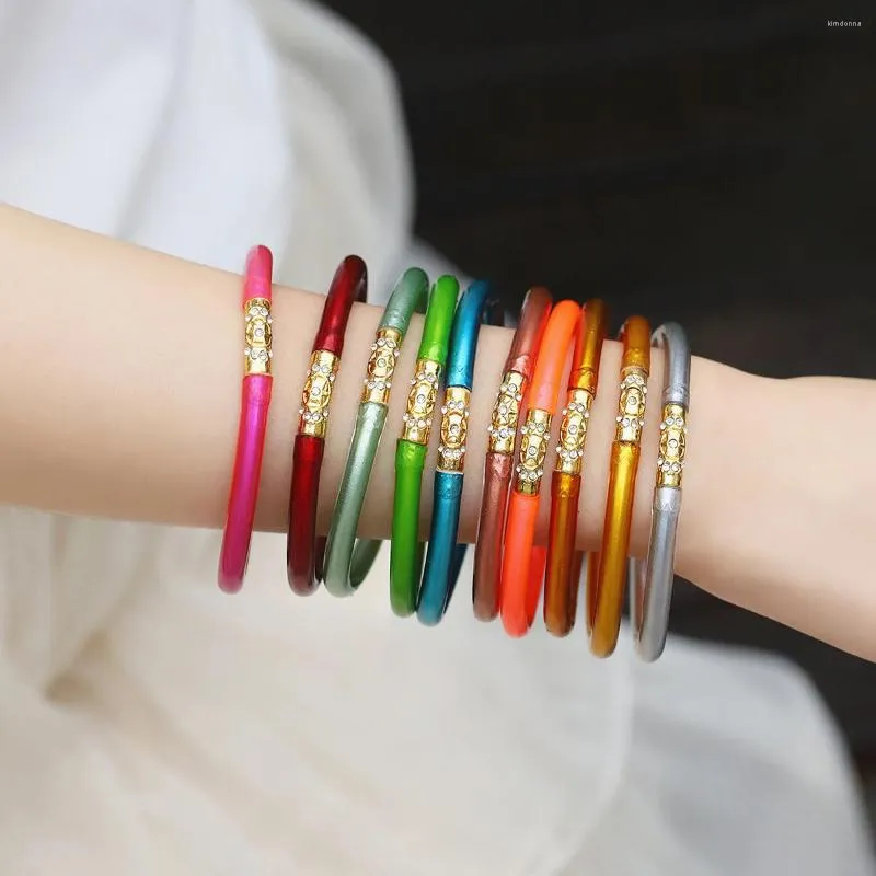 Bangle Colorful PVC Silicone Magnetic Armband For Women Lady Shiny Rhinestone Simple Bangles Girls Vackra smycken 2023 Gåvor