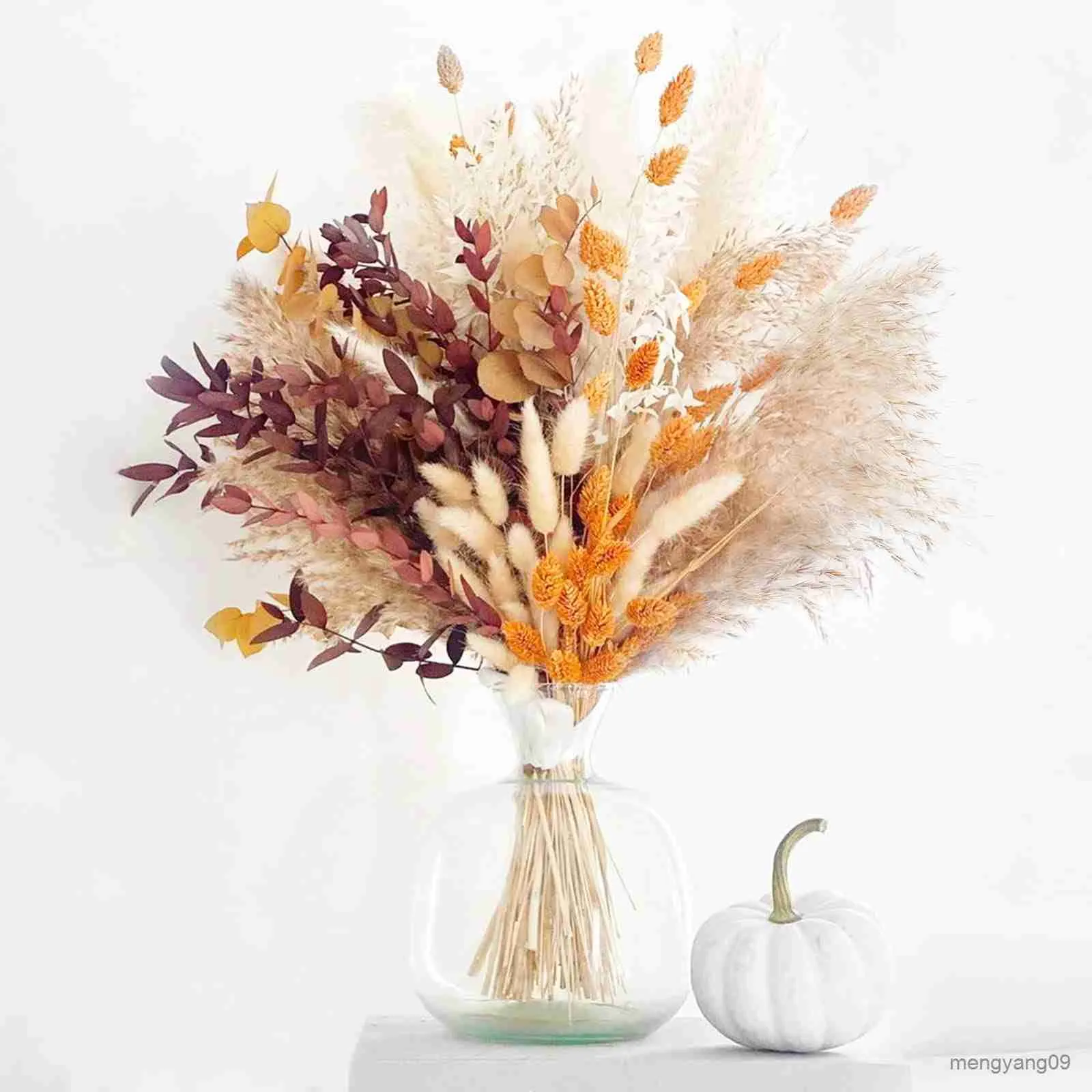 Christmas Decorations Flowers Orange Grass Decor Fluffy Dried Flower Wedding Bouquet Dry Decorations for Home R230922