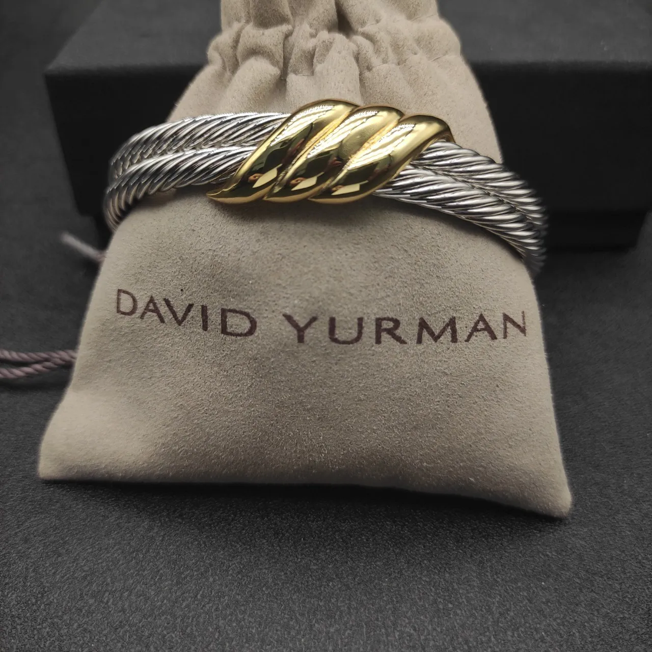 DAVID YURMAN 10mm STERLING SILVER 14k YELLOW GOLD CLASSIC CABLE BUCKLE  BRACELET | eBay