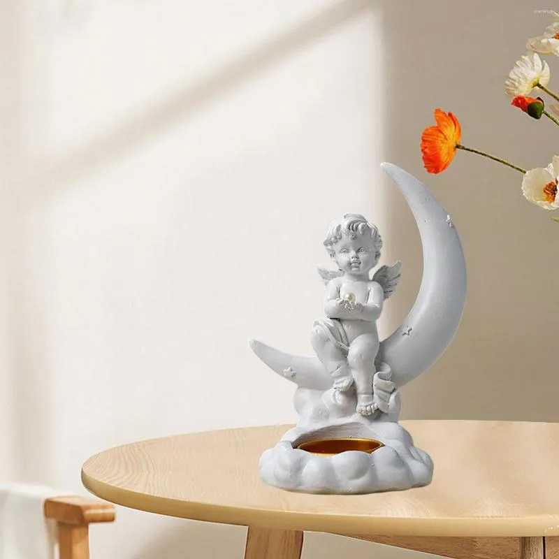Candle Holders Angel Cherub Tea Light Holder Ornament Sculpture Without Home Garden Decor Memorial för sömnkondolens