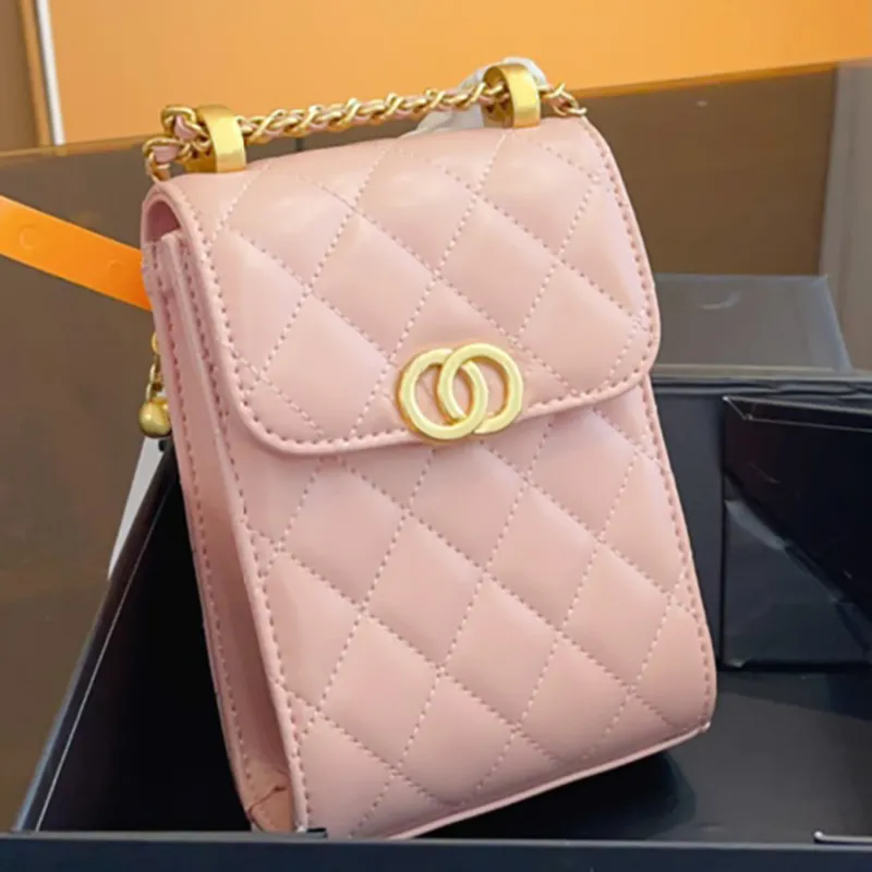 Tasarımcı Crossbody Bag Çift Altın Top Cep Telefon Çanta Zincir Çantası Dikdörtgen Çanta Tatlı Moda Stili 02