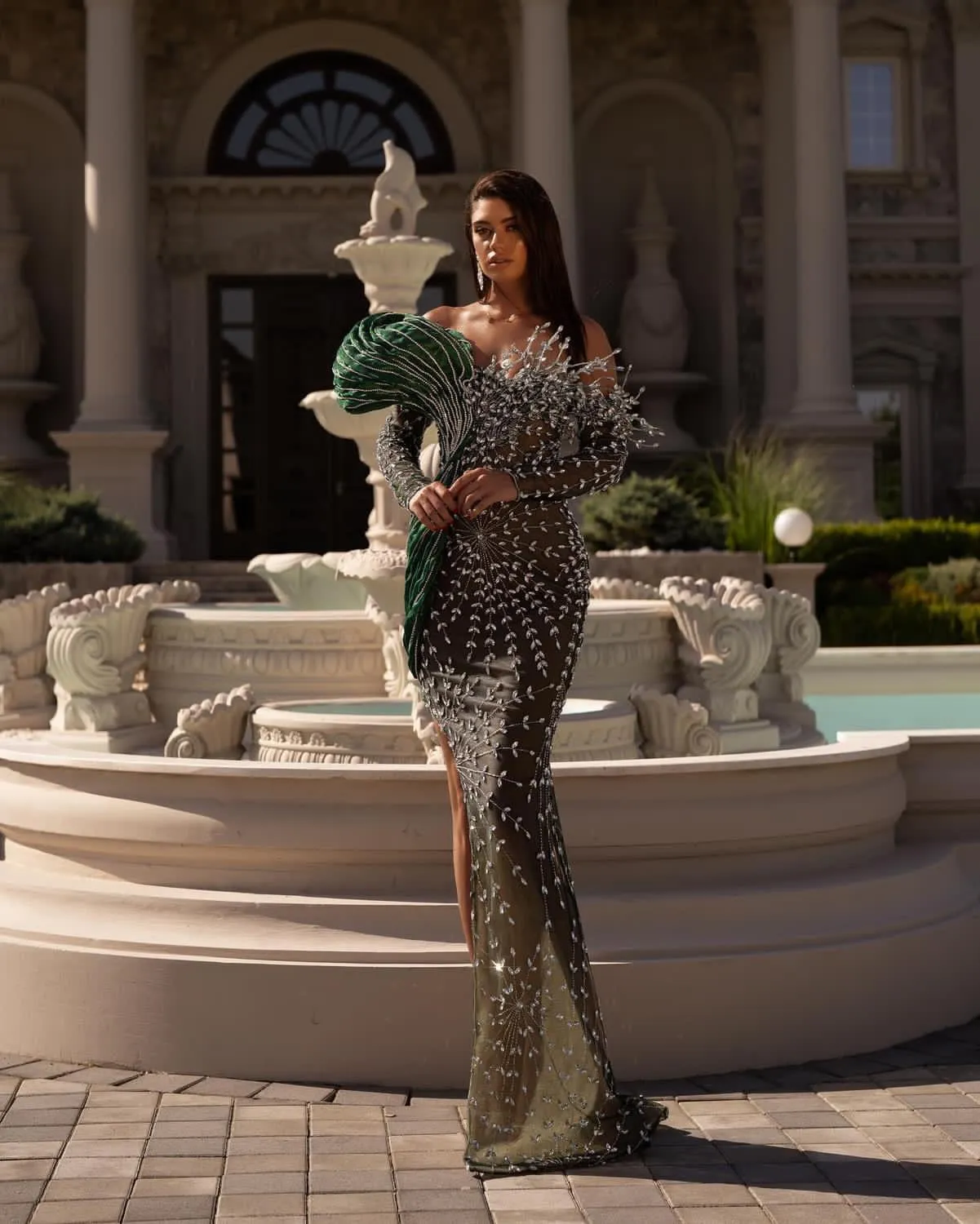 2023 Aso Ebi Arabic Dark Green Mermaid Prom Dress Crystals Luxurious Evening Formal Party Second Reception Birthday Engagement Gowns Dresses Robe De Soiree ZJ35