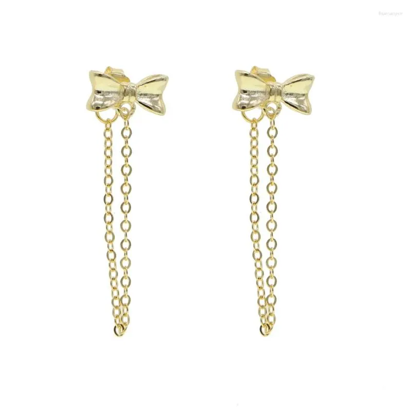Dangle Earrings Bow Tie Charm Earring With Chain Tassel Long For Women Lady Ribbon 925 Sterling Silver Wholesale Er Jewelry